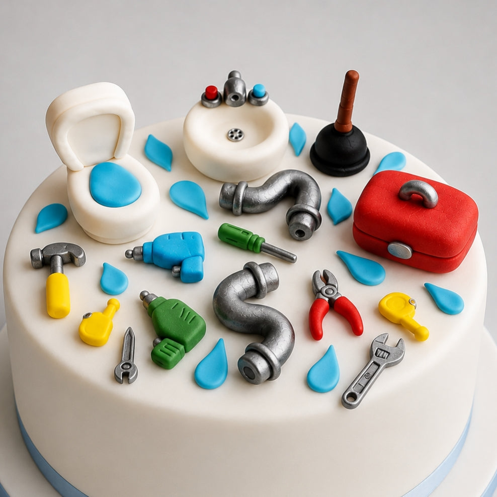 Edible plumber/handyman cake topper, fondant icing  decoration
