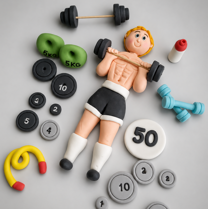 Edible gym cake topper,fondant figurine icing decoration