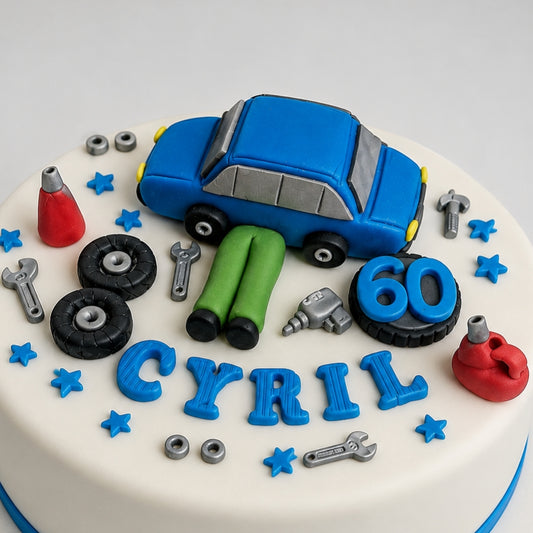 Edible mechanic cake topper,fondant icing decoration