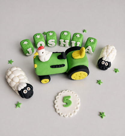 Edible tractor cake topper,fondant icing decoration