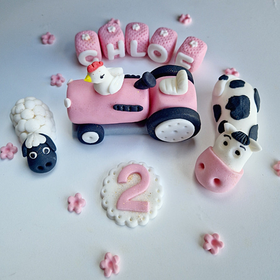 Edible tractor cake topper,fondant icing decoration