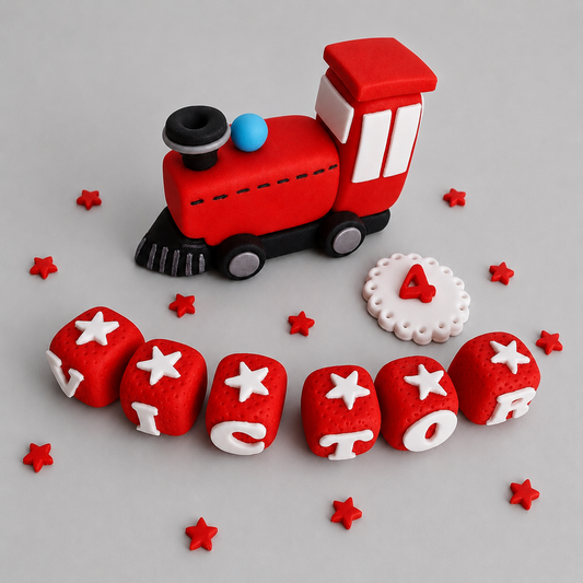 Edible baby train cake topper,fondant icing decoration