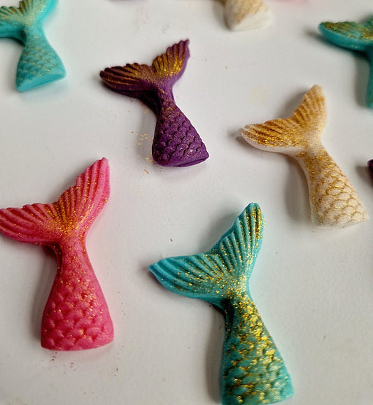 Edible mermaid tail cake/cupcakes toppers, fondant icing decorations