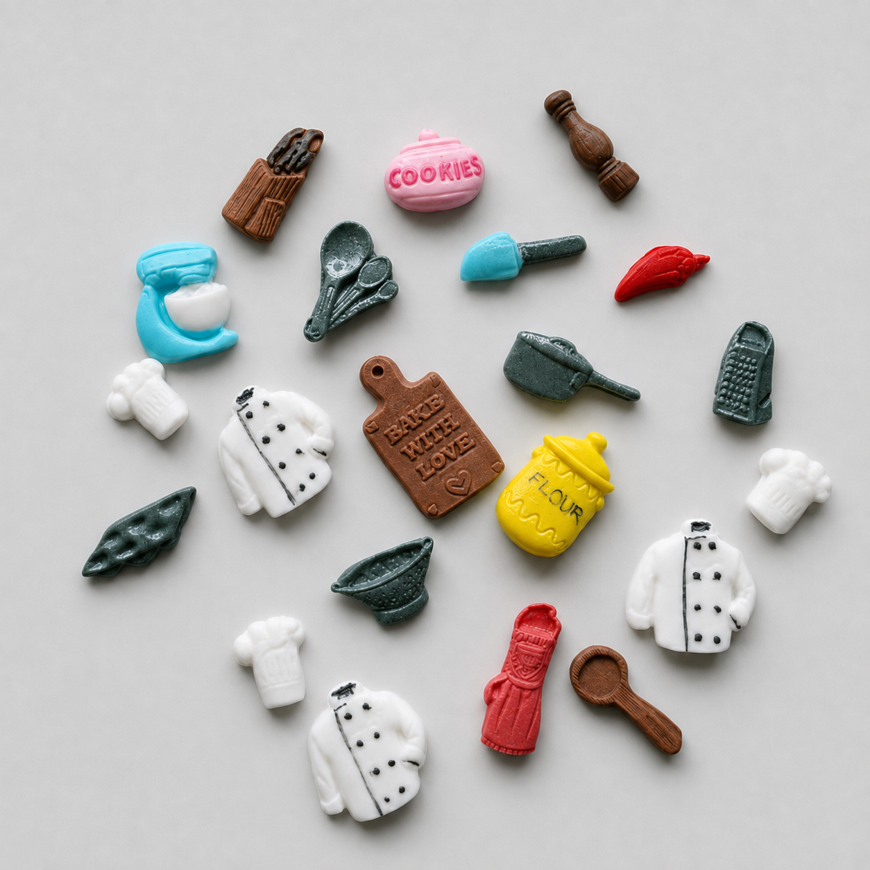 18 Edible mini cooking,baking/chef cake,cupcakes toppers,fondant icing decorations