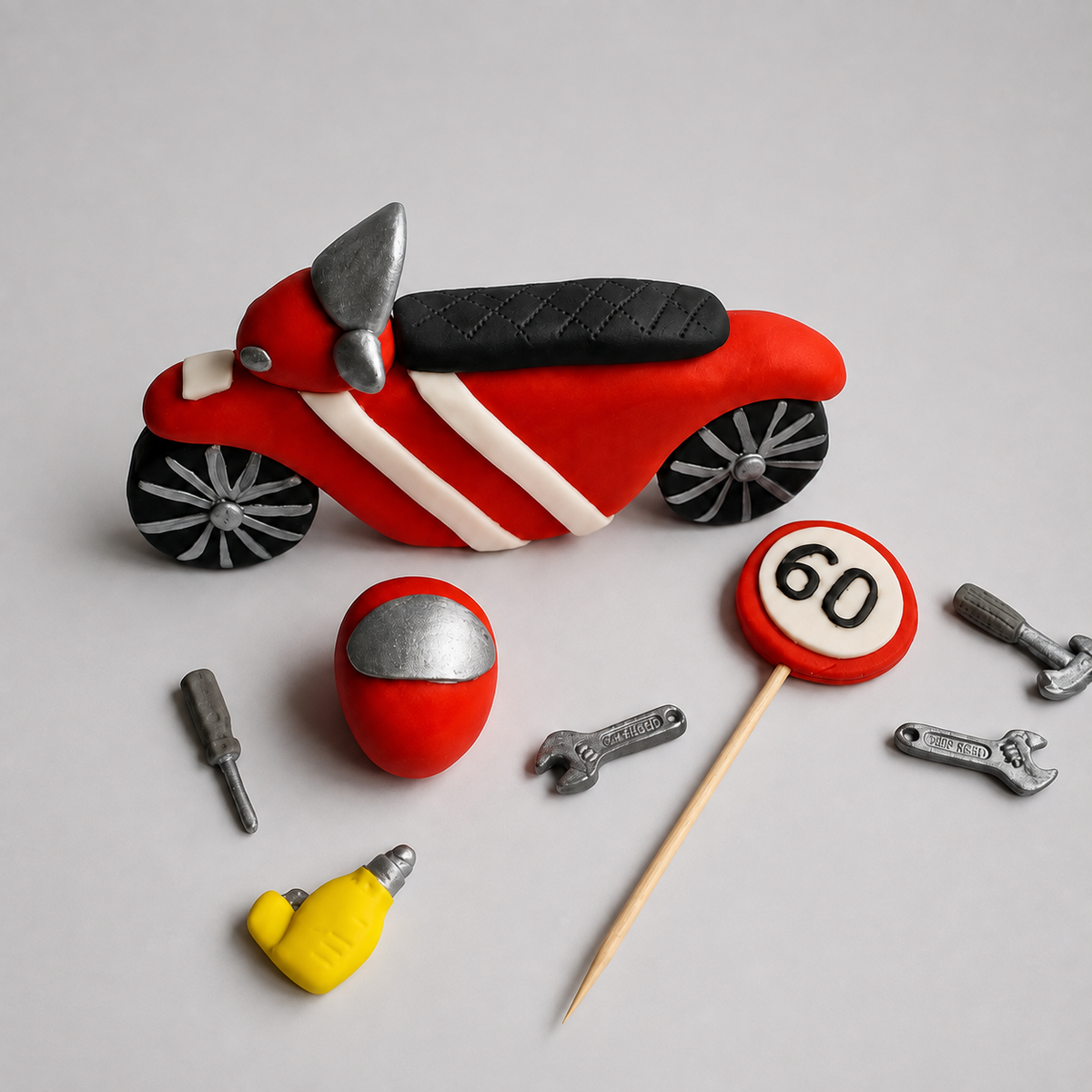 Edible motorbike cake topper,fondant icing bike decoration