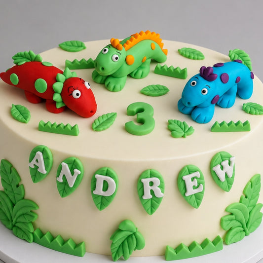 3 Edible dinosaurs cake topper,fondant icing decoration