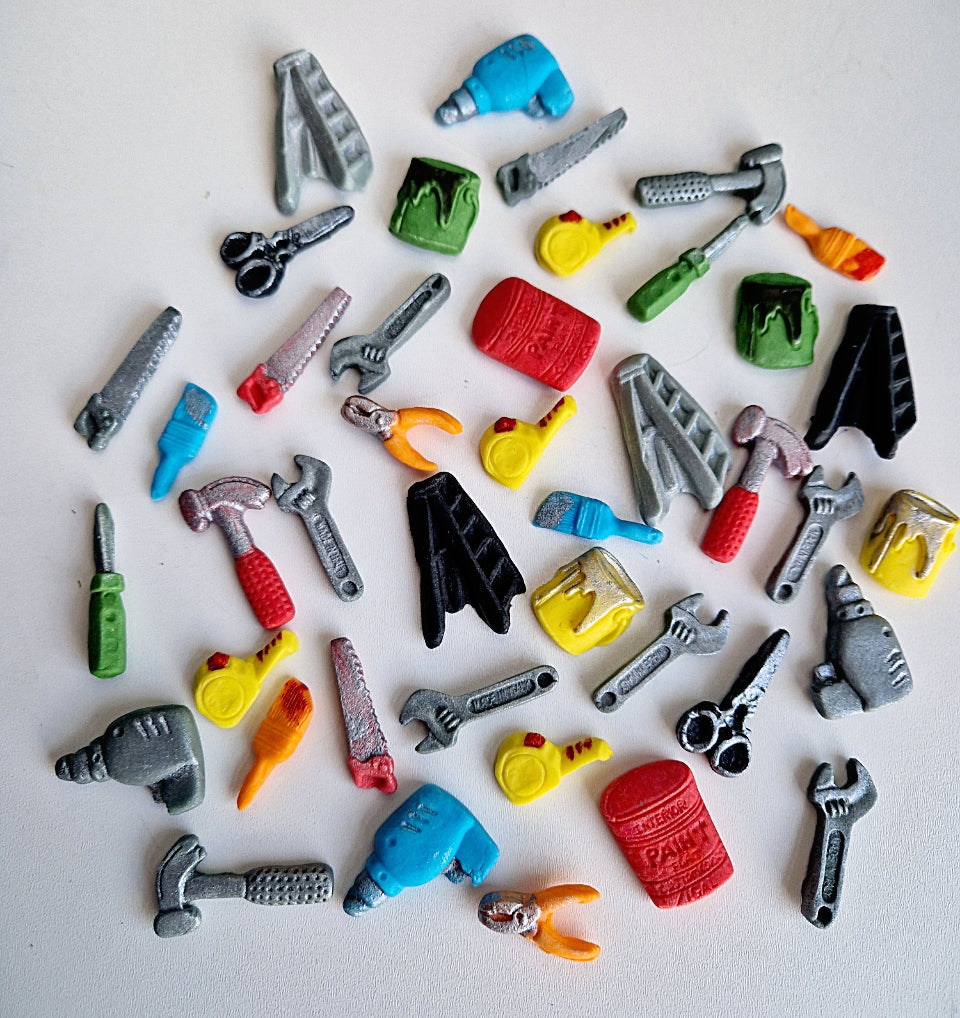 18 Edible mini tools cake/cupcakes toppers,fondant icing decorations
