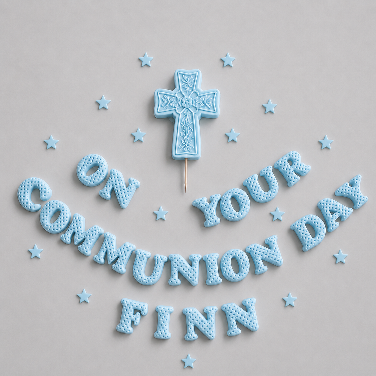 Edible Communion Cake Topper Set – Cross & Name – Personalised First Holy Communion Decoration