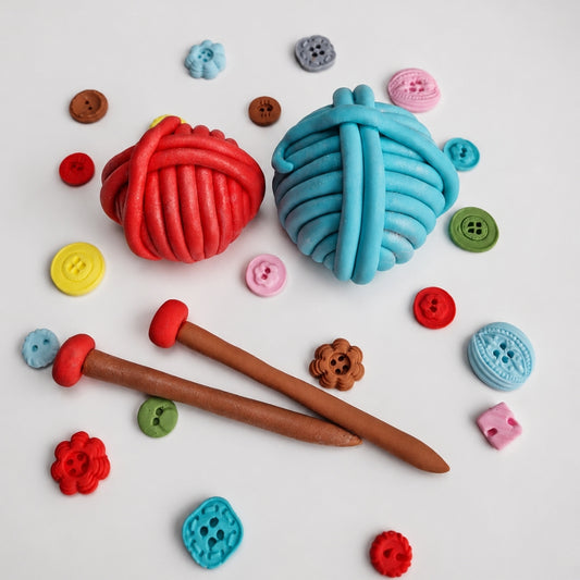Edible knitting cake topper,fondant icing decoration