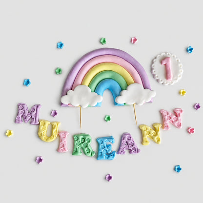 Edible rainbow cake topper,fondant icing decoration