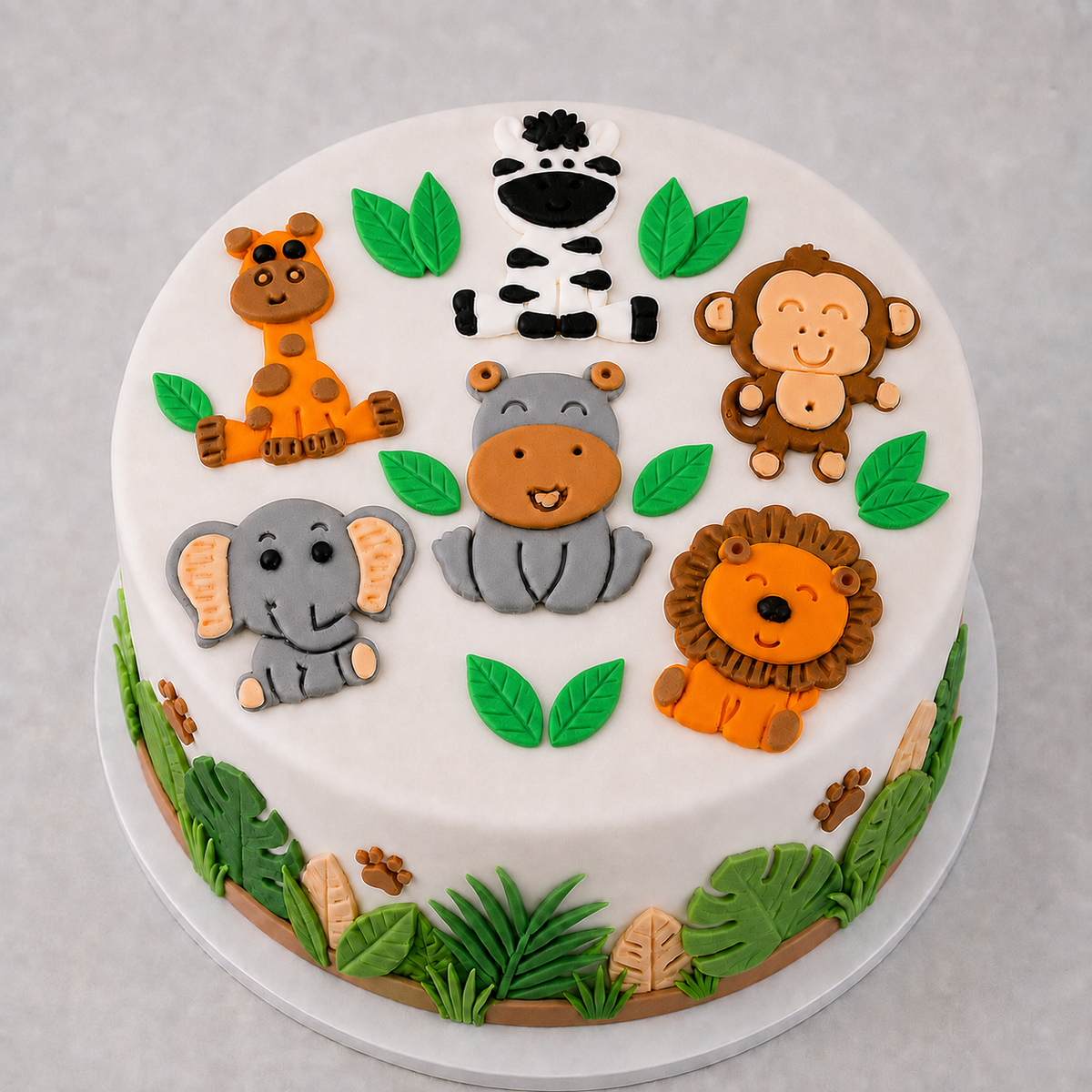 Edible Zoo 2D animals cake toppers,fondant icing decorations