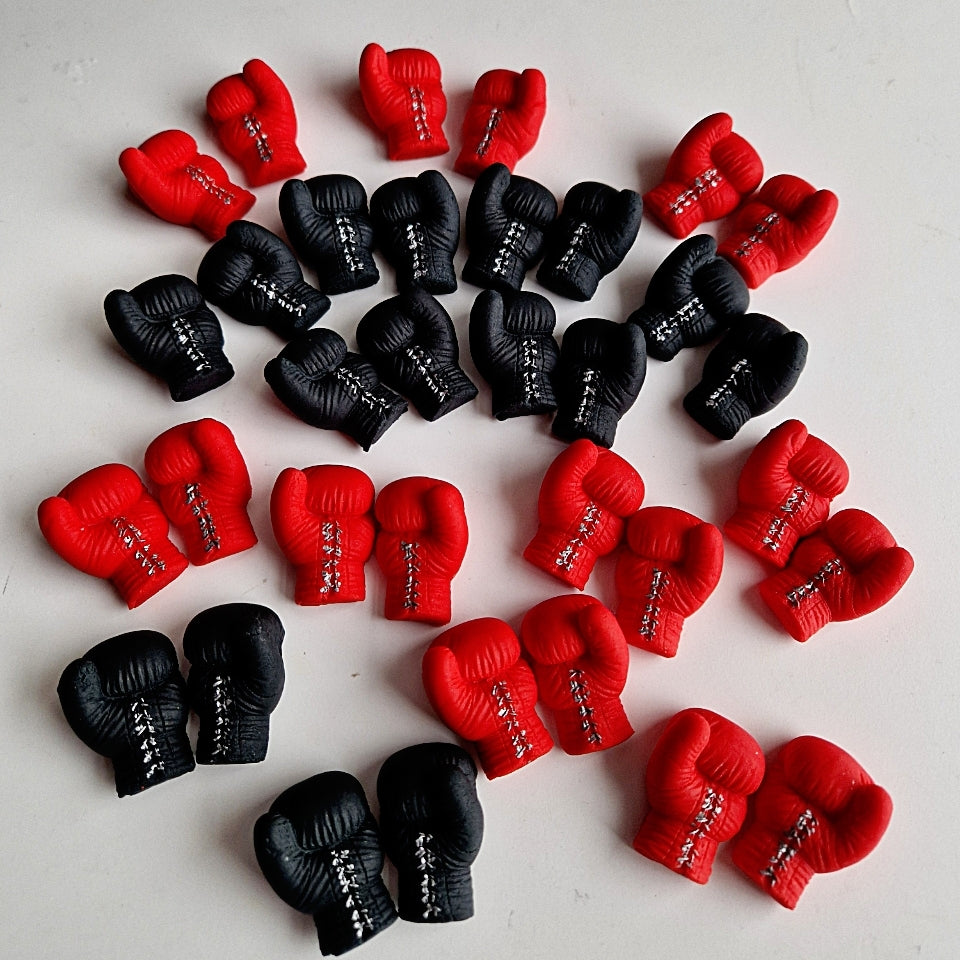 12 Edible boxing gloves cake/cupcakes toppers,fondant  icing decorations,sport