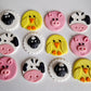Edible farm animals fondant cupcake toppers,icing decorations