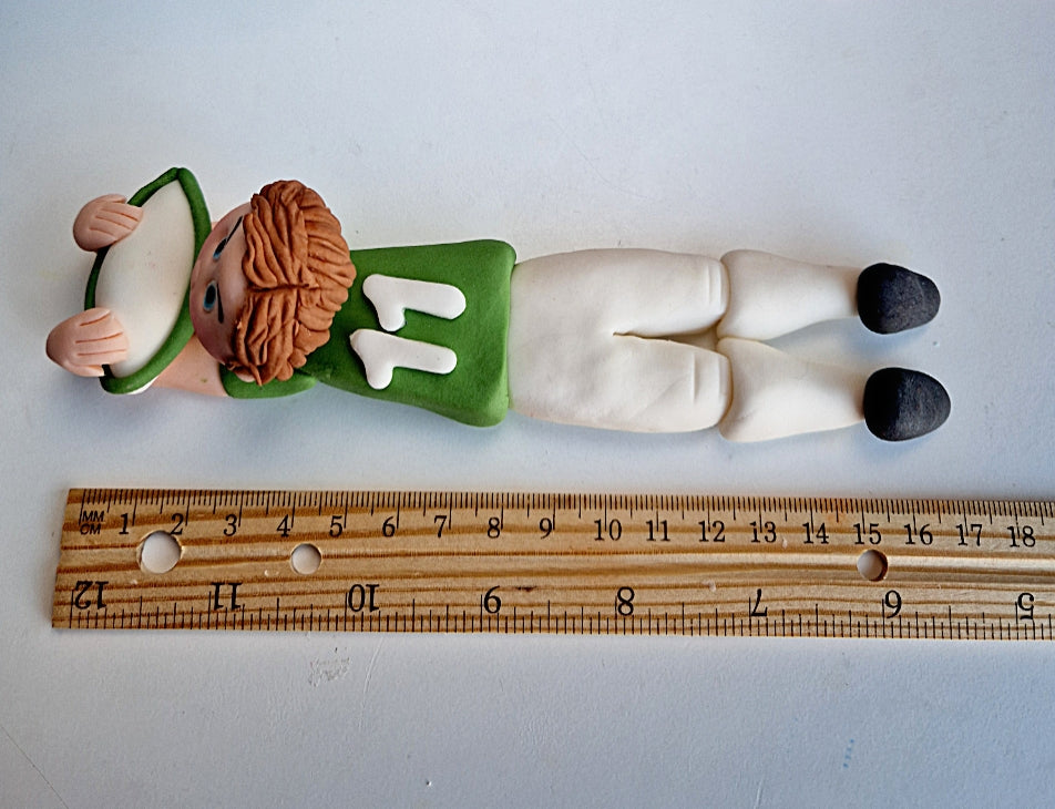 Edible rugby cake topper,football figurine,fondant player icing decoration
