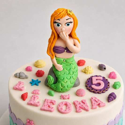 Edible mermaid cake topper,fondant icing decoration