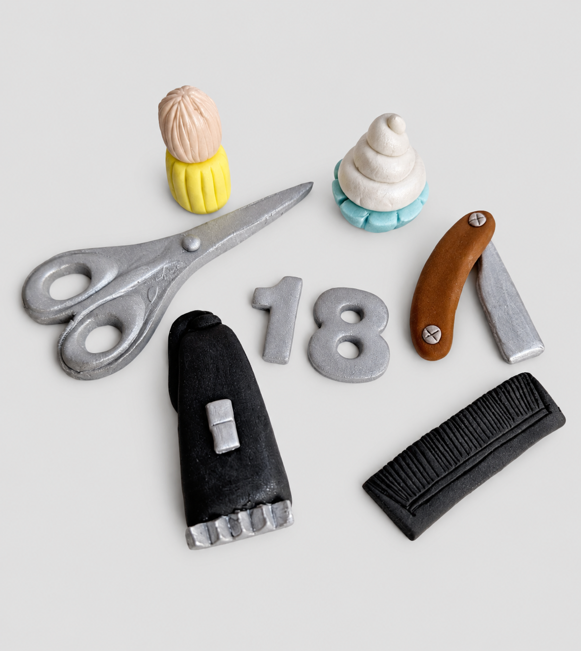 Edible barber,hairdresser cake topper,fondant icing decorations