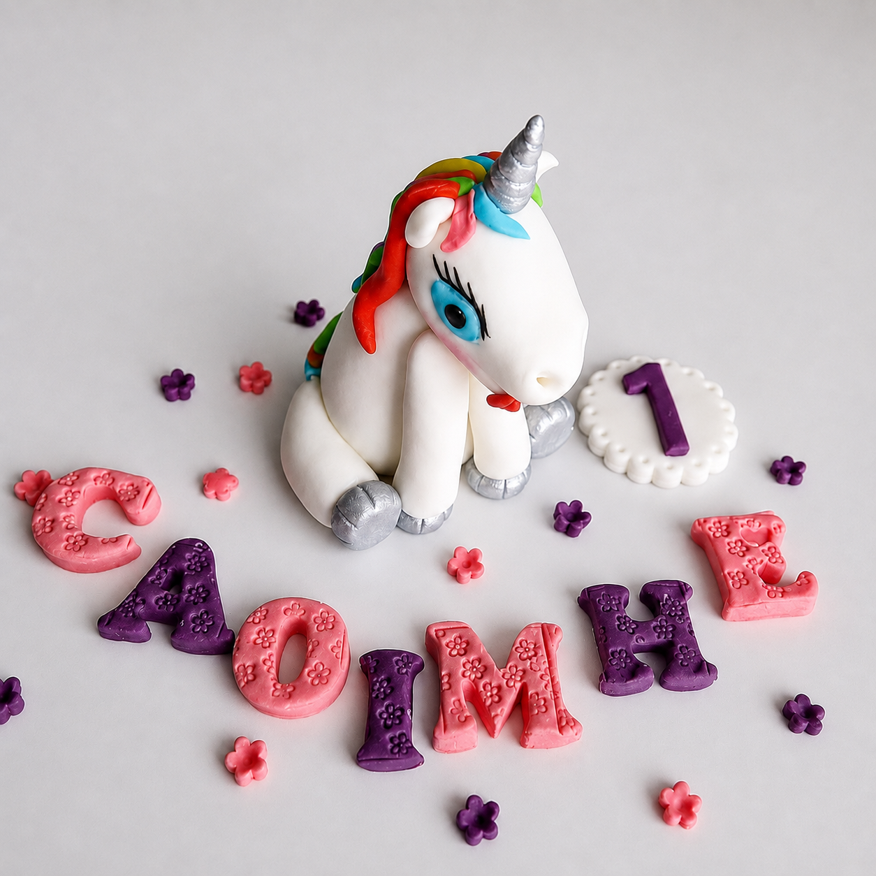 Edible unicorn cake topper,fondant icing decoration