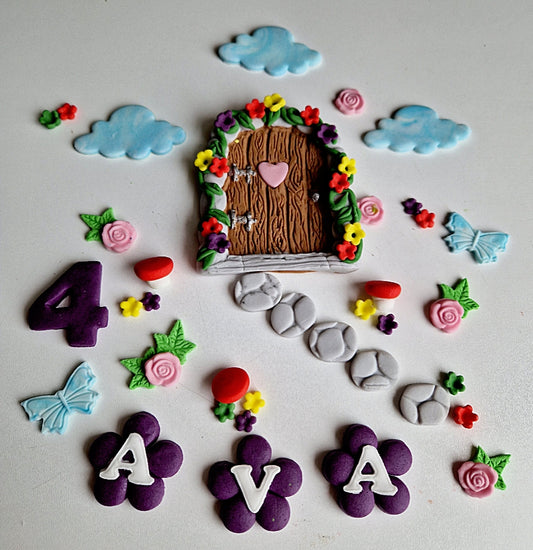 Edible fairy door cake topper,fondant icing decoration