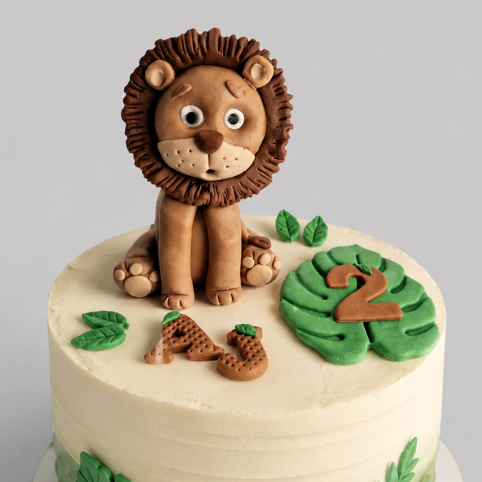Edible baby lion cake topper,zoo fondant icing decoration