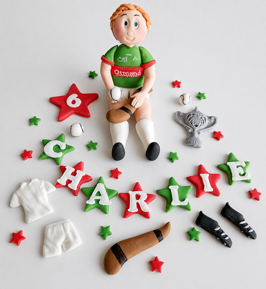 Edible soccer/football GAA player cake topper,fondant icing decoration