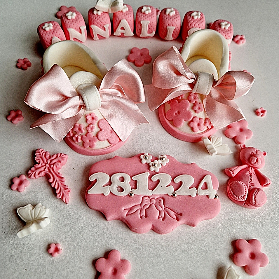 Edible baby booties/shoes cake topper,fondant icing decorations