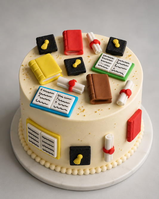 Edible graduation, books cake/cupcakes toppers,college fondant icing decorations