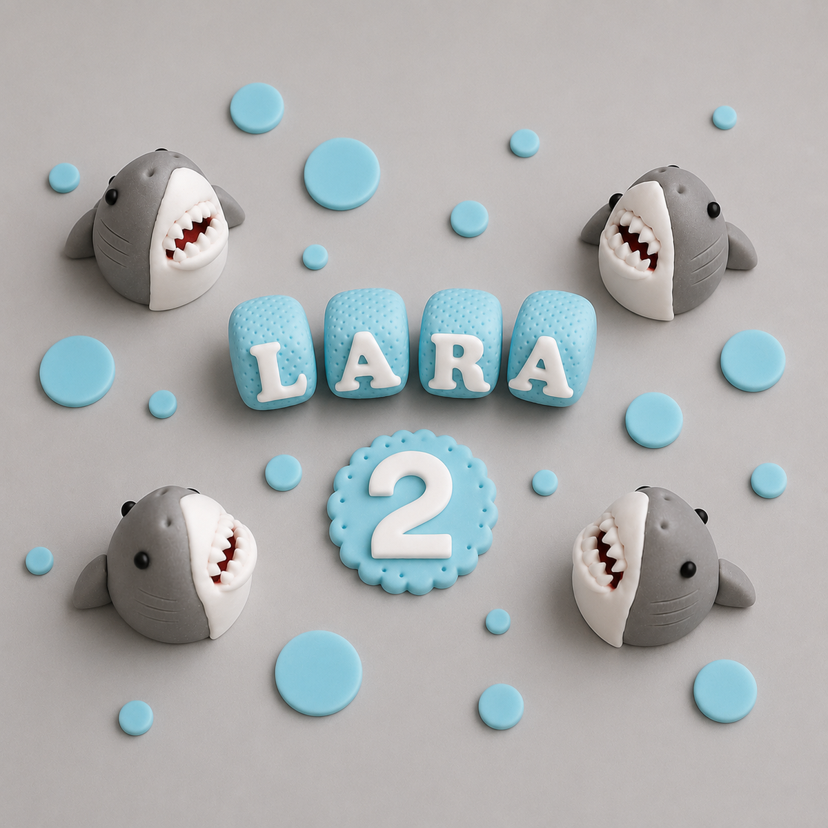 Edible sharks cake topper,handmade fondant decoration