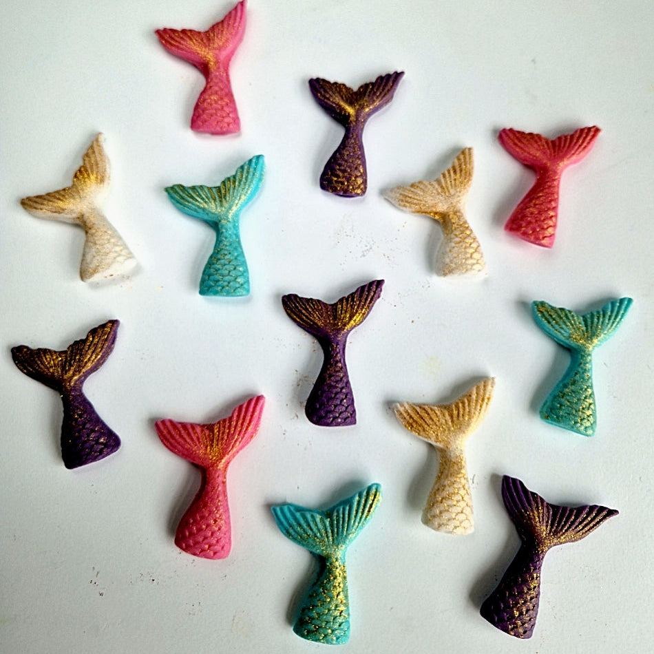 Edible mermaid tail cake/cupcakes toppers, fondant icing decorations