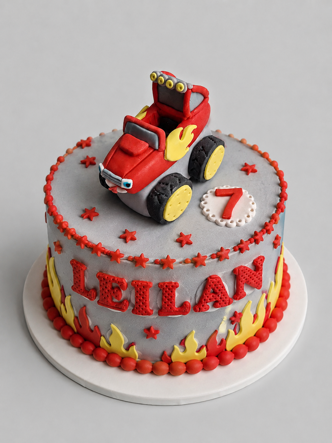 Edible Blaze and the monster machines cake topper,fondant icing decoration