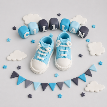Edible baby converse booties cake topper,fondant shoes icing decoration