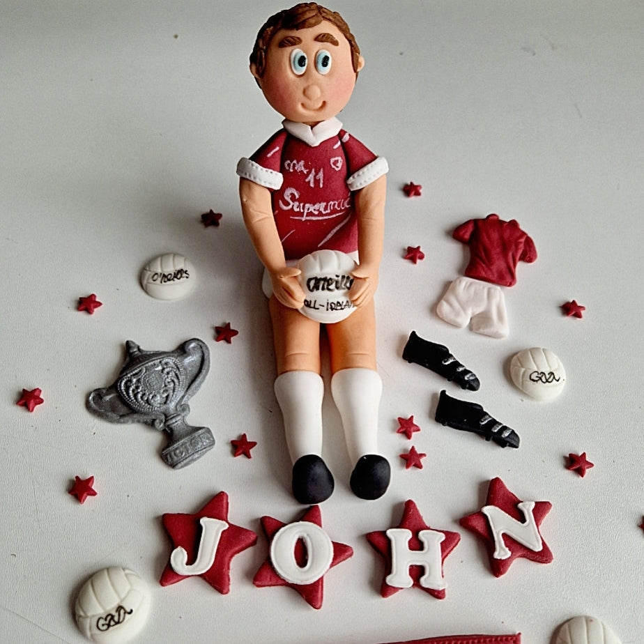Edible soccer/football GAA player cake topper,fondant icing decoration