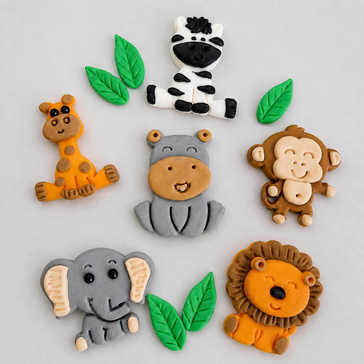 Edible Zoo 2D animals cake toppers,fondant icing decorations