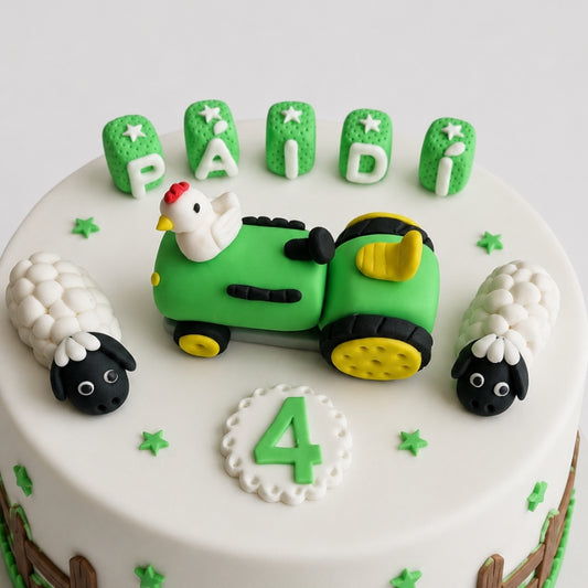 Edible tractor cake topper,fondant icing decoration