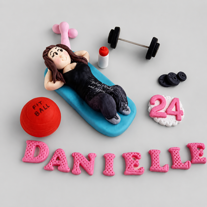 Edible gym cake topper,fondant figurine icing decoration
