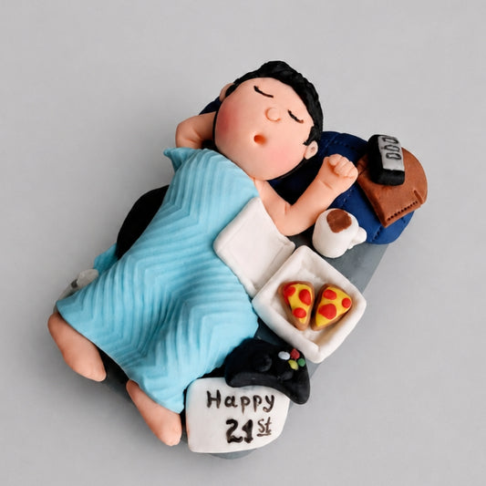 Lazy sleeping boy/girl cake topper,fondant icing decoration