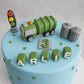 Eetbare prullenbak, vuilniswagentaarttopper, fondant glazuurdecoratie