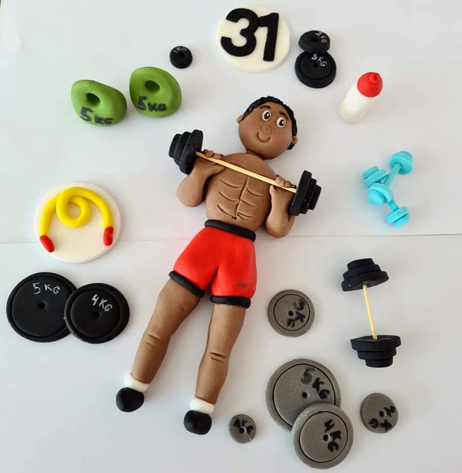 Edible gym cake topper,fondant figurine icing decoration