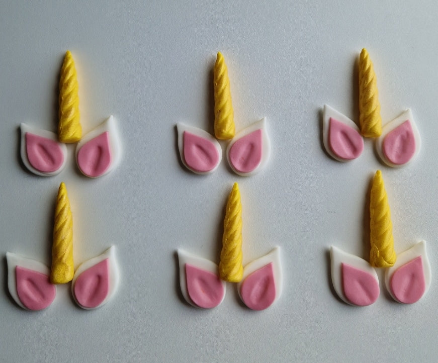 6 Edible unicorn cupcake toppers,fondant party decorations
