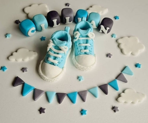 Edible baby converse booties cake topper,fondant shoes icing decoration
