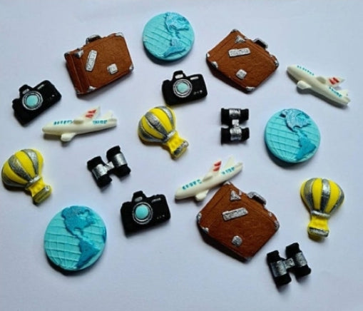 18 Edible travel/holidays cake toppers,fondant icing decorations