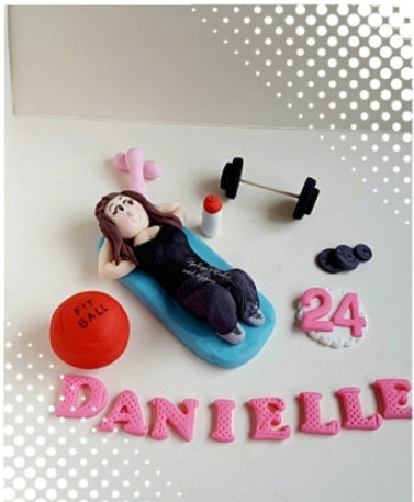 Edible gym cake topper,fondant figurine icing decoration